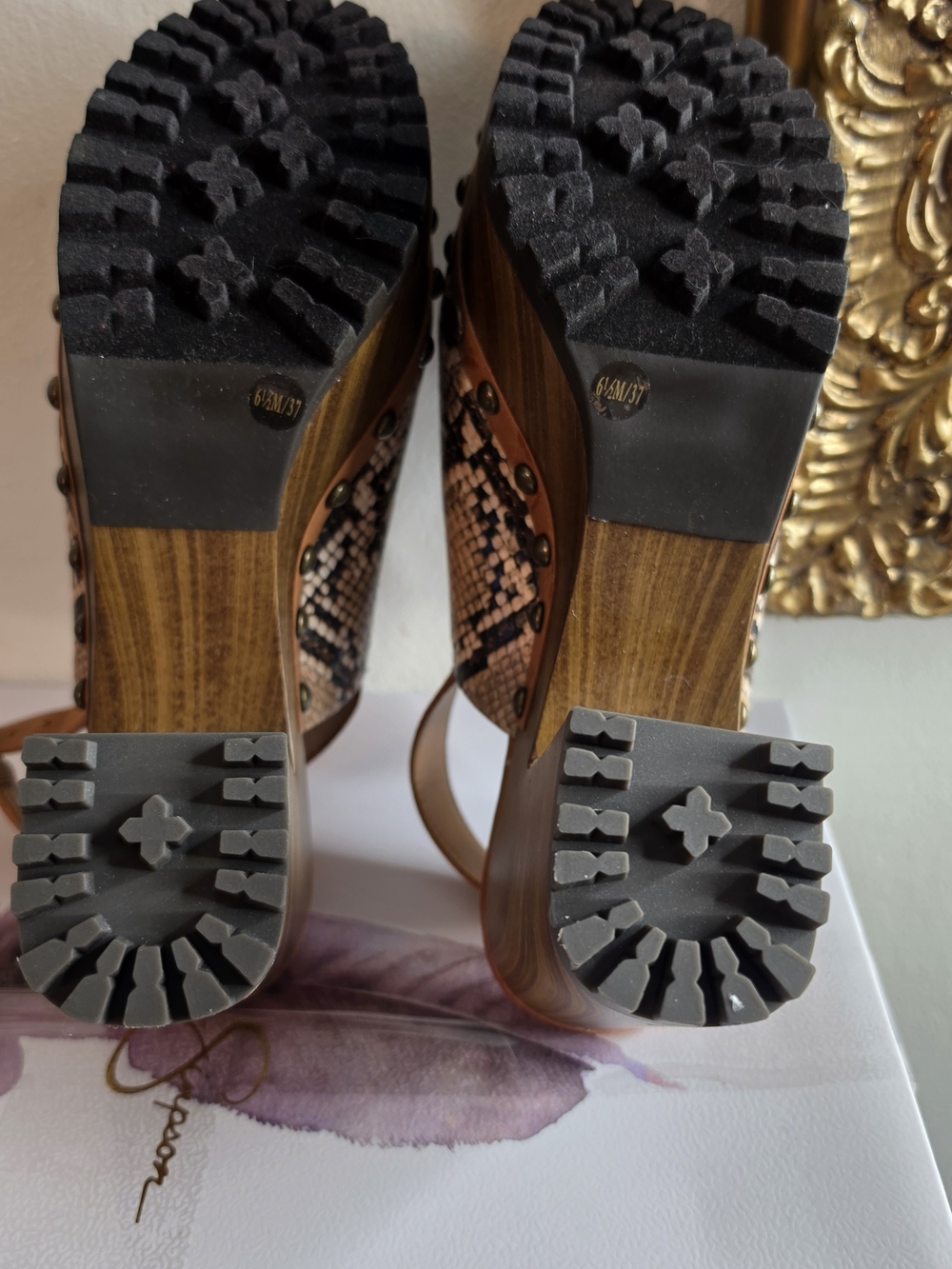 Jessica Simpson Tan Snake-Print Platform Clogs - Picture 4 of 8